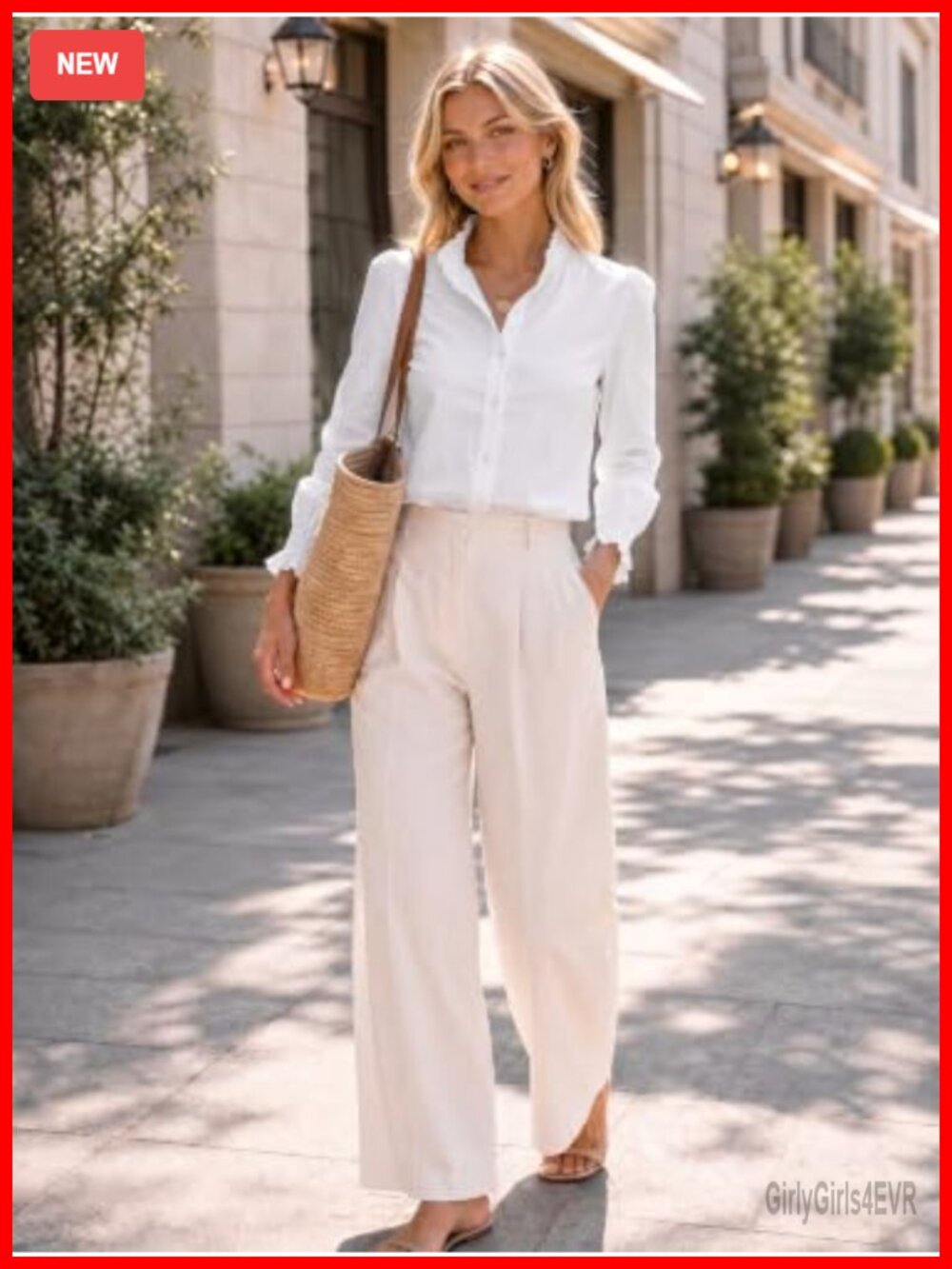 Striped Button Down Shirt Long Sleeve Smocked Cuff Ruffle Collar Work Blouse - Picture 4 of 5